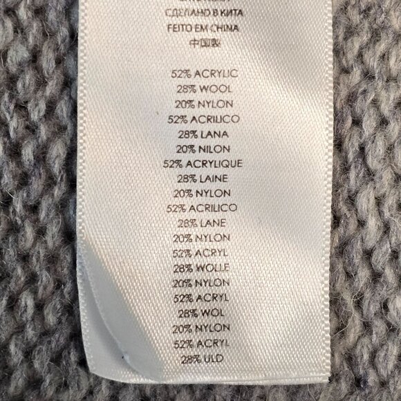 Michael Kors Womens Cable Knit Cardigan Sweater Gray LG Wool Blend Open Front - Picture 3 of 7